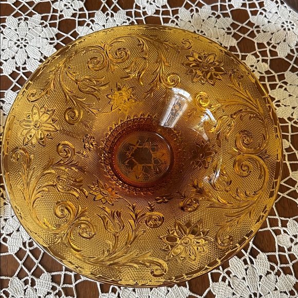 Vintage Amber Indiana Glass Cake Platter Plate and Footed Bowl 10 lb💛RESERVED - Picture 2 of 3